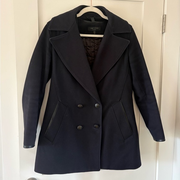 rag & bone Jackets & Blazers - rag & bone Navy Double-Breasted Pea Coat
